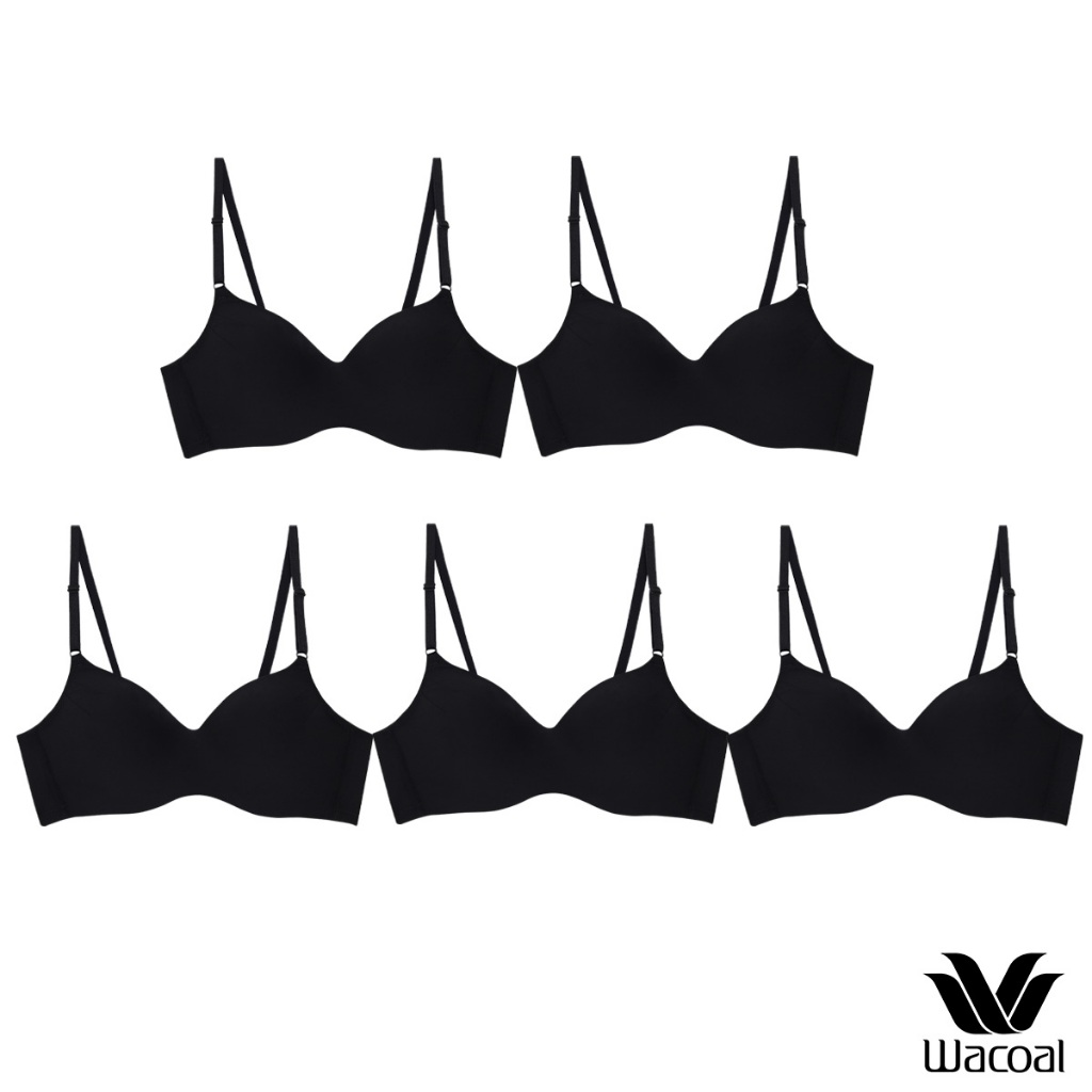 Wacoal Surprise Comfort Bra เสื้อชั้นในไร้โครง เซ็ท 5 ชิ้น รุ่น WB3X96 สีดำ (BL)