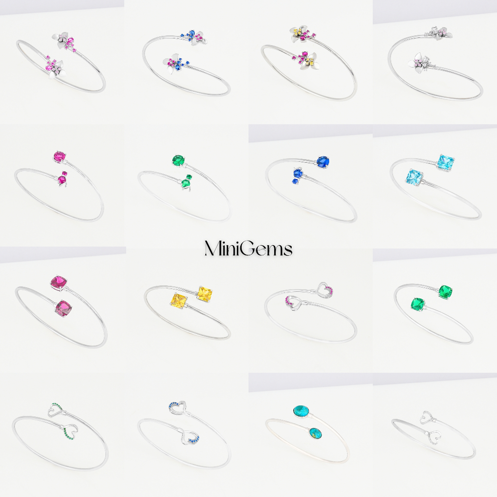 💥ลดพิเศษ💥 MIni Gems กำไลข้อมือ ฝังCZ เงินแท้ 92.5 ปรับไซส์ได้