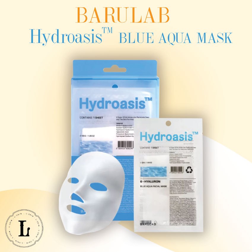 BARULAB Hydroasis BLUE AQUA MASK มาส์กโอเอซิส สูบน้ำให้กับผิว ด้วยนวัตกรรมขั้นกว่าของการเติมน้ำผิว
