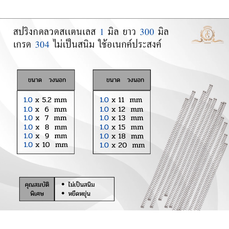 สปริงกดสเเตนเลส 304 ลวด 1 มิล ยาว มิล ไม่เป็นสนิม ใช้อเนกค์ประสงค์