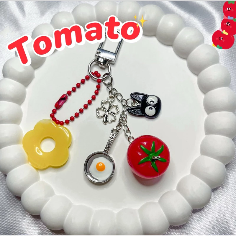 พวงกุญแจมะเขือเทศ 🍅🍳☘️🐈‍⬛🌼พร้อมส่ง