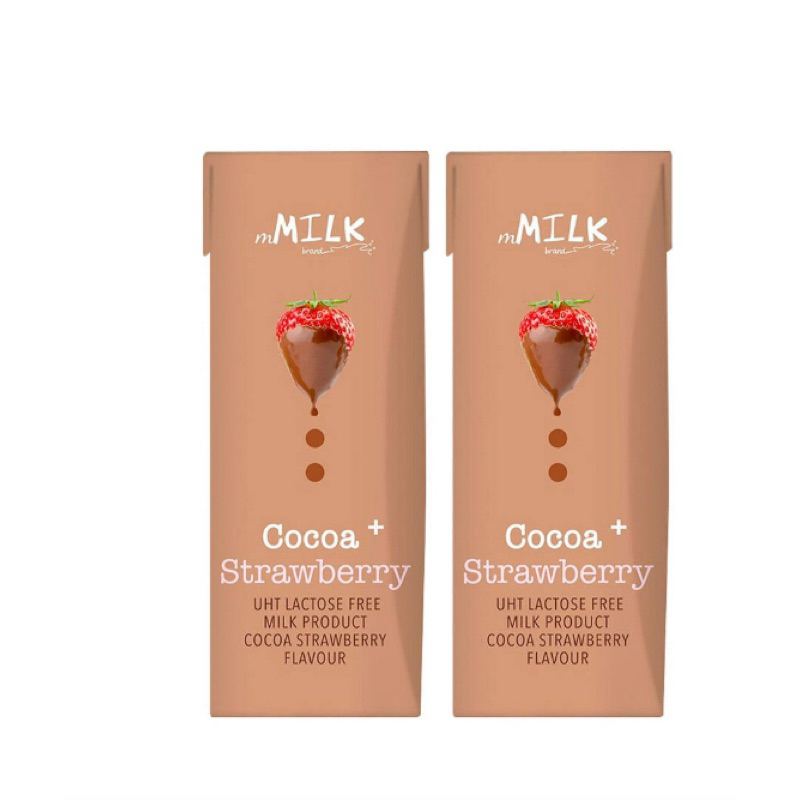(แพ็ค 2 กล่อง) mMilk UHT Lactose Free Cocoa Strawberry 180 ml.
