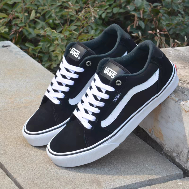แท้ % Vans Faulkner สีเทาสีเขียวสไตล์ย้อนยุครองเท้าบุรุษและสตรีรองเท้าผ้าใบ