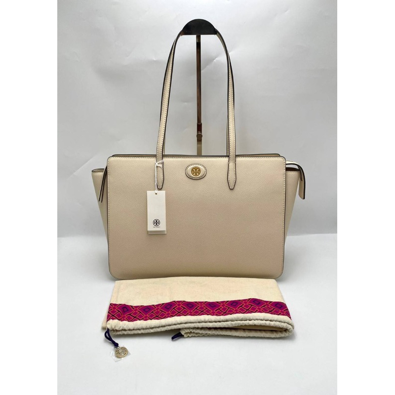 TORY BURCH Robinson Pebbled Tote - New Cream