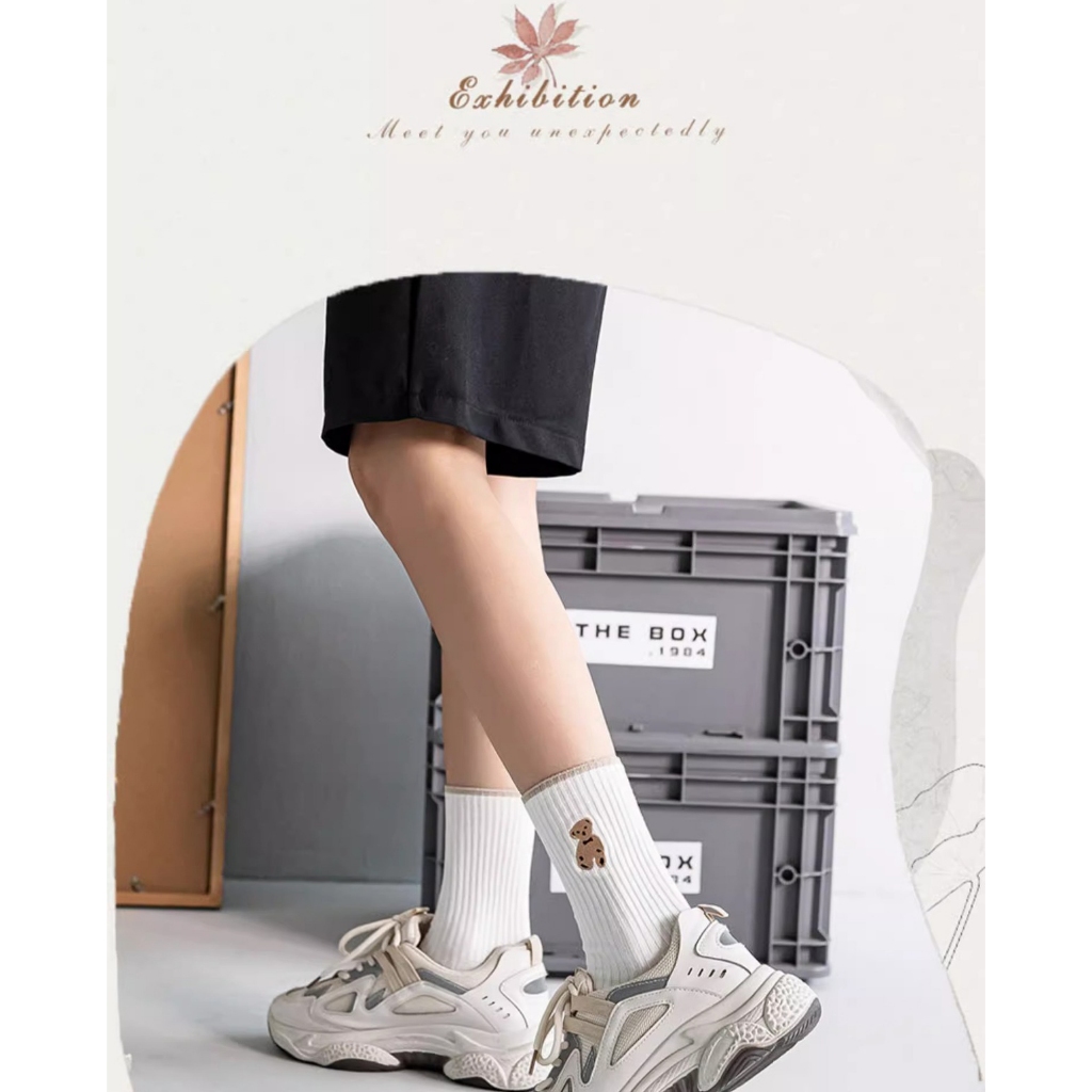 ถุงเท้า ลายหมี สไตล์ญี่ปุ่น ผ้าฝ้าย ข้อกลาง ใส่ได้ทั้งผู้หญิงและผู้ชาย ขนาดฟรีไซส์ 2 แบบ 2 สไตล์ - รูปที่ 4