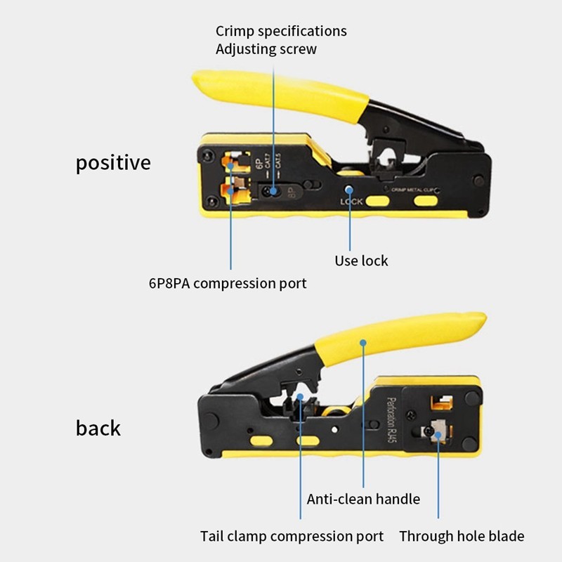 XLL คีมเข้าหัวแลนรุ่นพิเศษ CAT5E/CAT6 รุ่นใหม่ใช้ได้ทั้ง แบบธรรมดาและแบบทะลุ (YB516)