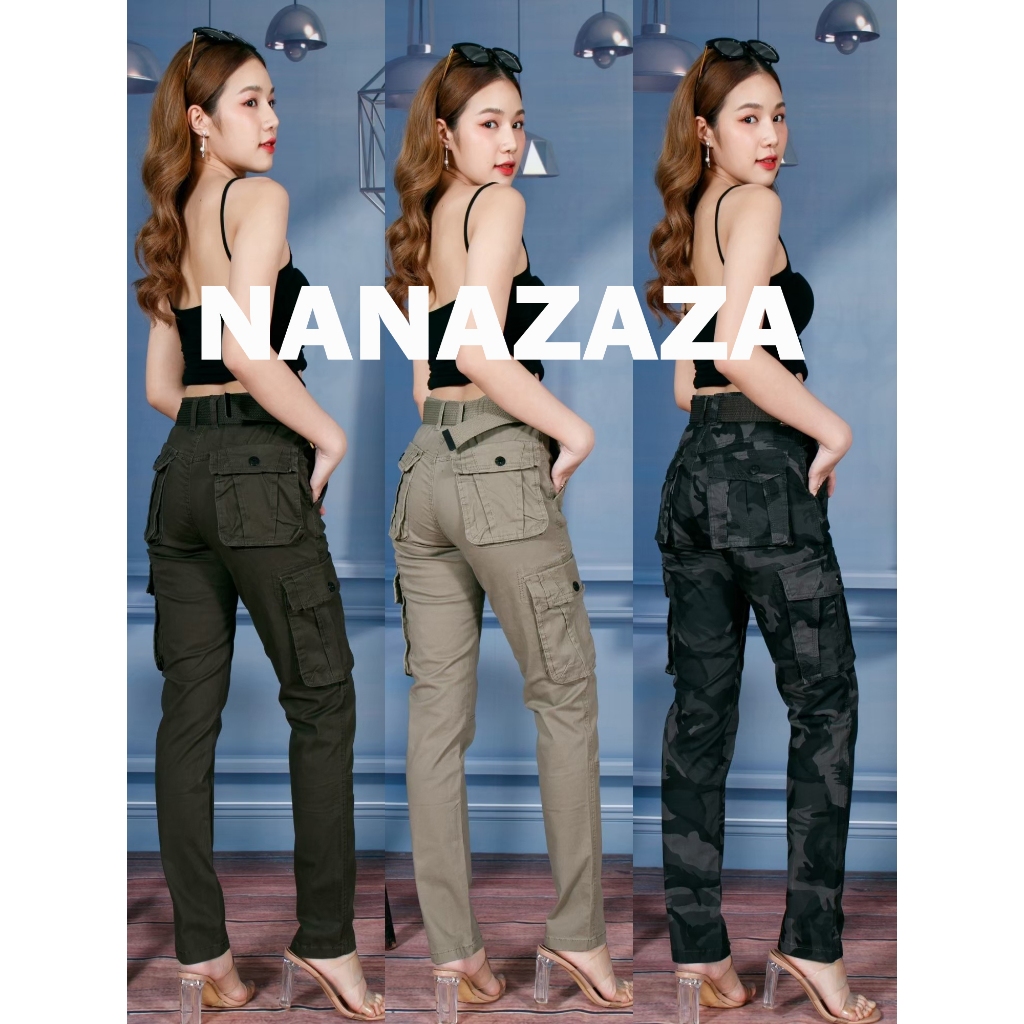 (พร้อมส่ง) NANAZAZA - YA041 คาร์โก้รุ่นใหม่ แถมเข็มขัด เนื้อผ้ายืดหยุ่น UNISEX