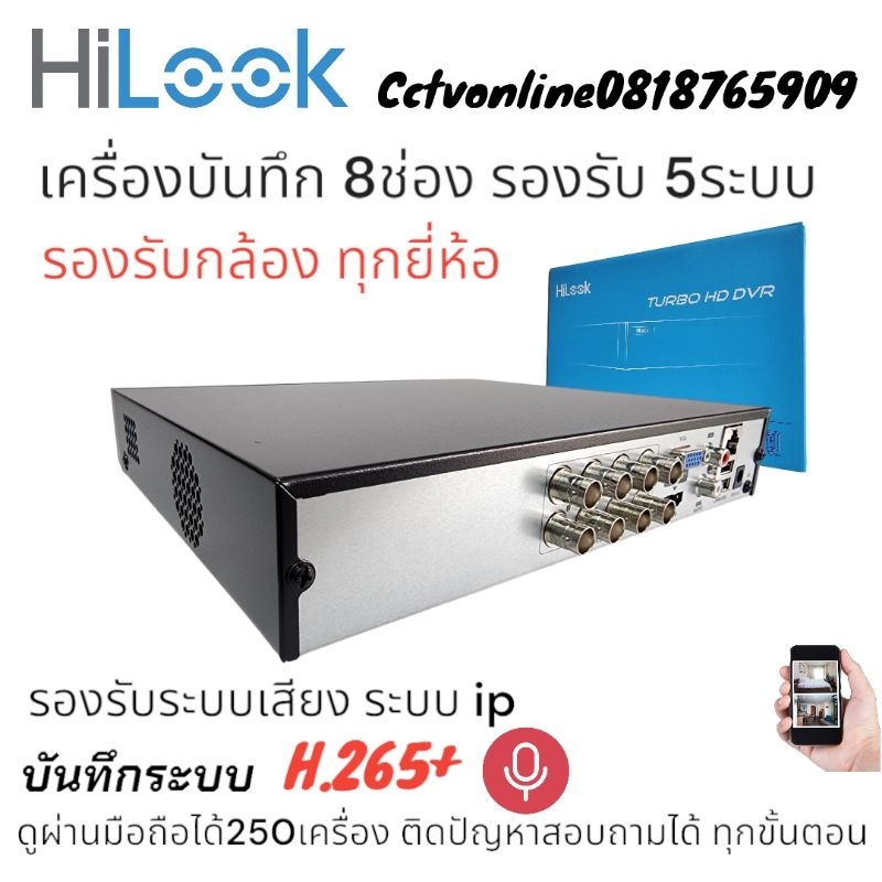 เครื่อง​บันทึก​กล้อง​วงจรปิด​8ช่อง HILOOKรุ่นDVR-208G-F1​(S)​รองรับกล้องมีไมค์​
