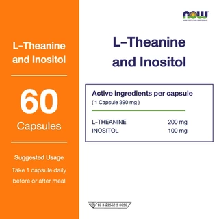 Now Foods L-Theanine Double Strength 200 mg. and Inositol 100 mg. นาวฟู้ดส์ แอลธีอะนีนและอิโนซิทอล