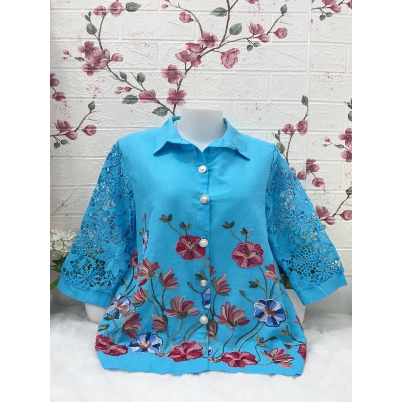 เสื้อลูกไม้ผ้าลินินเนื้อนิ่มใส่สบายมีซับในทั้งตัวจร้า