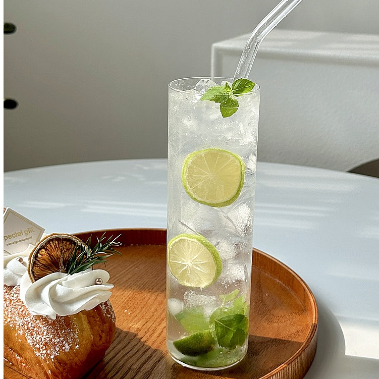 พร้อมส่ง แก้วทรงสูง ใส่เครื่องดื่มเย็น แก้วทรงกระบอกยาวใส่  เครื่องดื่มผลไม้เย็น แก้วคาร์เฟ่ - รูปที่ 6