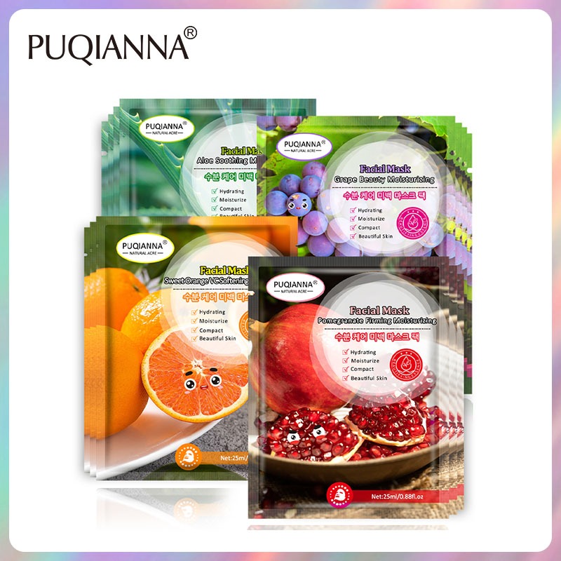 PUQANNA มาส์กหน้าผลไม้สารสกัดจากพืช Essence Hydrating Facial Mask มาสก์ให้ความชุ่มชื้น