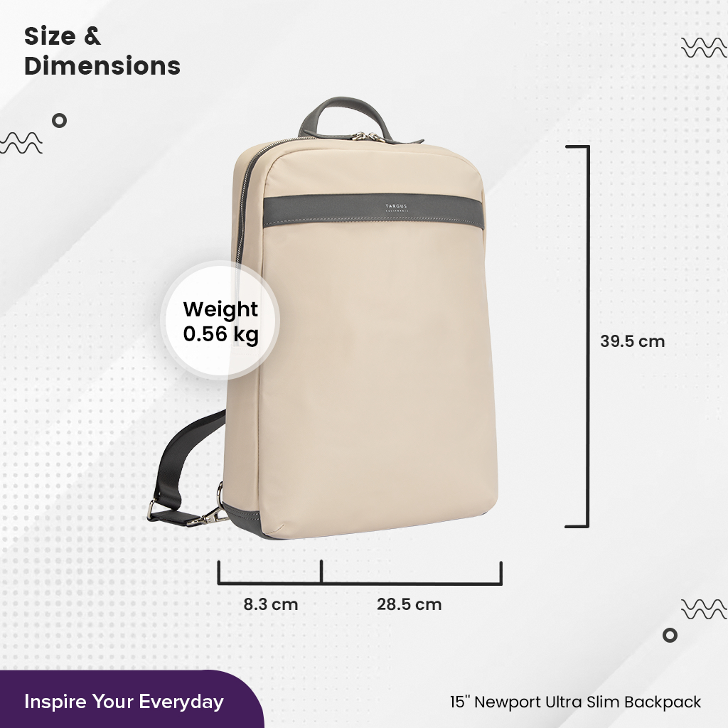 Targus Newport Ultra Slim Backpack 15” (TBB598) กระเป๋าสำหรับใส่โน๊ตบุ๊ค/Macbook Pro ดีไซน์สวย ทนทาน