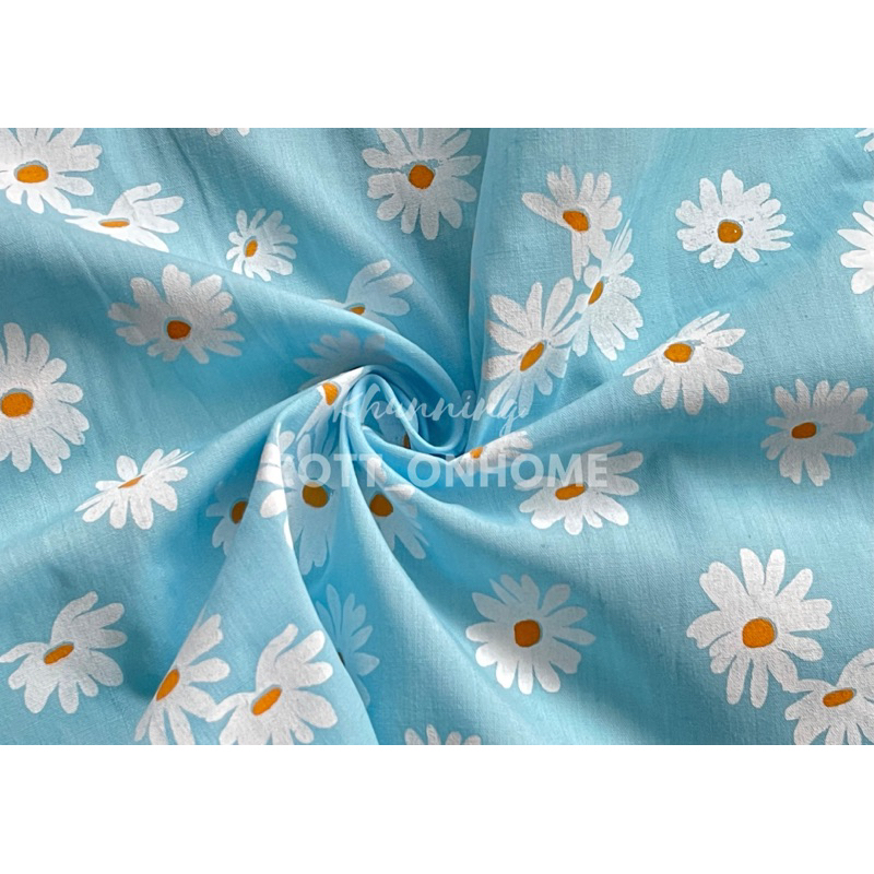 ผ้าเมตร ผ้าคอตตอนทีซี ลายเดซี่ หน้ากว้าง 45นิ้ว(110cm) ลายดอกเดซี่ขาว พร้อมส่ง - รูปที่ 4