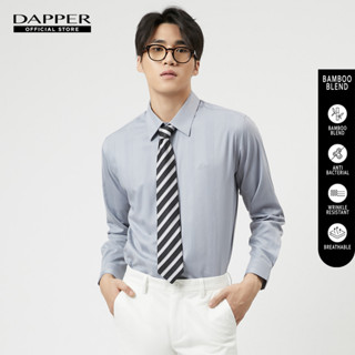 DAPPER เสื้อเชิ้ตแขนยาว BAMBOO BLEND ลายทาง ทรง Smart Fit สีเทา (BSLA1/211TB)