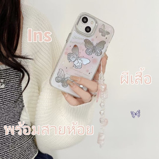 ✨NEW✨เคสไอโฟน 14 Pro Max 13 12 11 เคส for iPhone 13 เรียบง่าย กระจกเงา ผีเสื้อ พร้อมสายห้อย พกง่ายๆ การป้องกันการตก Case