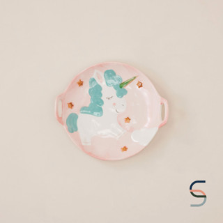 SARABARN Unicorn Round Plate | จาน จานกลมมีหูจับ ยูนิคอร์น