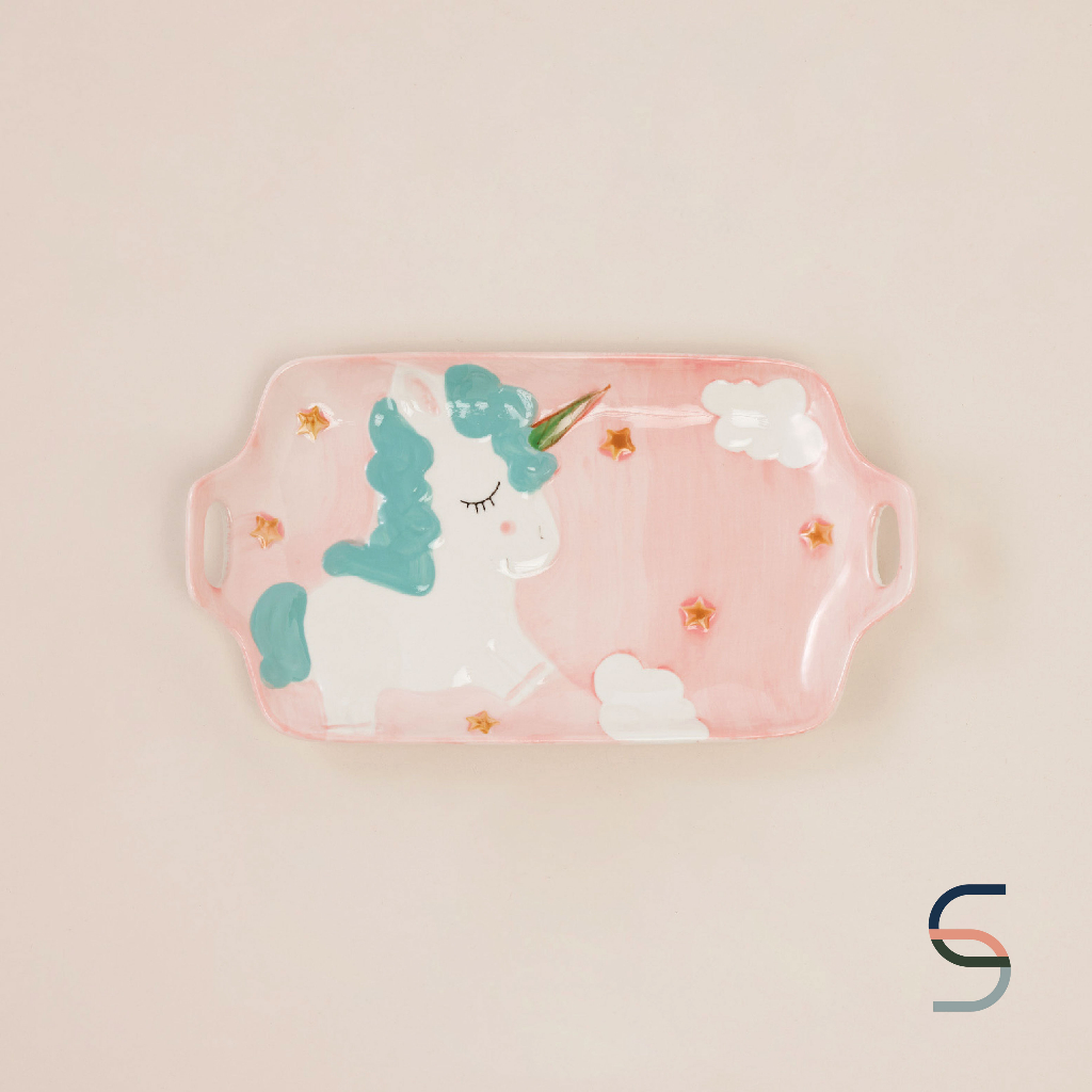 SARABARN Unicorn Rectangular Plate | ถาดยูนิคอร์น มีหูจับ ขนาดใหญ่