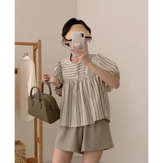 [3608] เสื้อลายทางทรงปล่อย