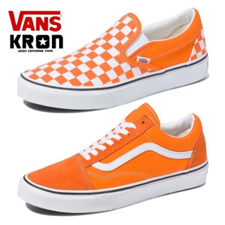 Vans Checkerboard Classic Slip-On / Old Skool | Orange Tiger/True White รองเท้าผ้าใบ