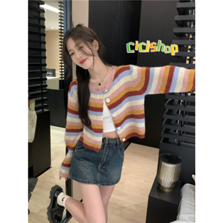 Cicishop(ZX085)เสื้อไหมพรมแขนยาวคอกลม สีหวานมาก ดีเทลกระดุมผ่าหน้า ใส่แล้วน่ารัก