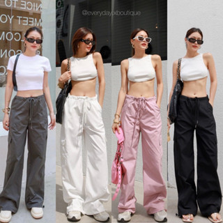 เปิดพรี*📌new in! y2k cargo pants style🔥(430฿) กางเกงผ้าร่มเอวรูดเชือก เนื้อผ้าดี