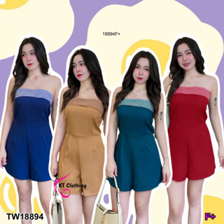 💚Sshop ส่งไว1-2วัน💚 S18894 Jumpsuit จั้มสูทขาสั้นเกาะอก