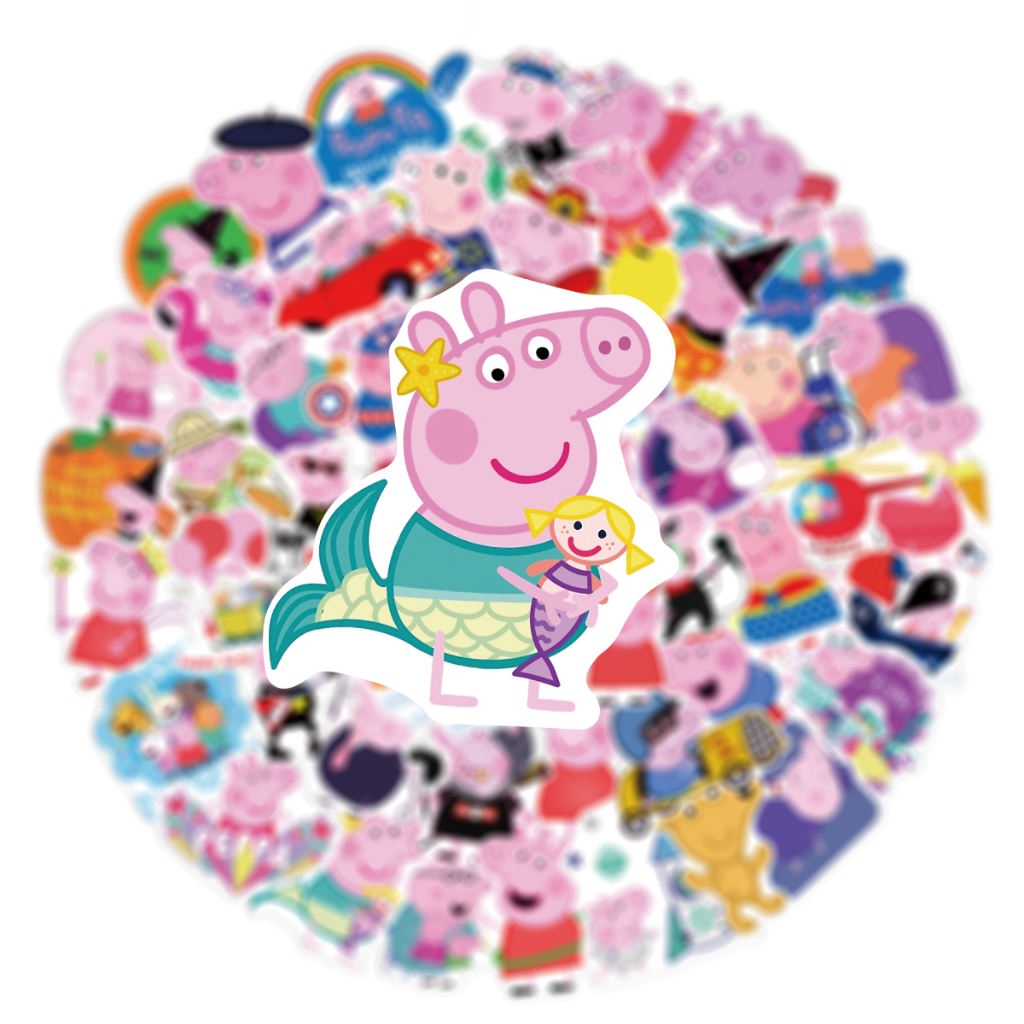 พร้อมส่งในไทย!!New cute เปปป้าพิก Peppa Pig คานาเฮ  sticker สติกเกอร์ 50แผ่น - รูปที่ 3