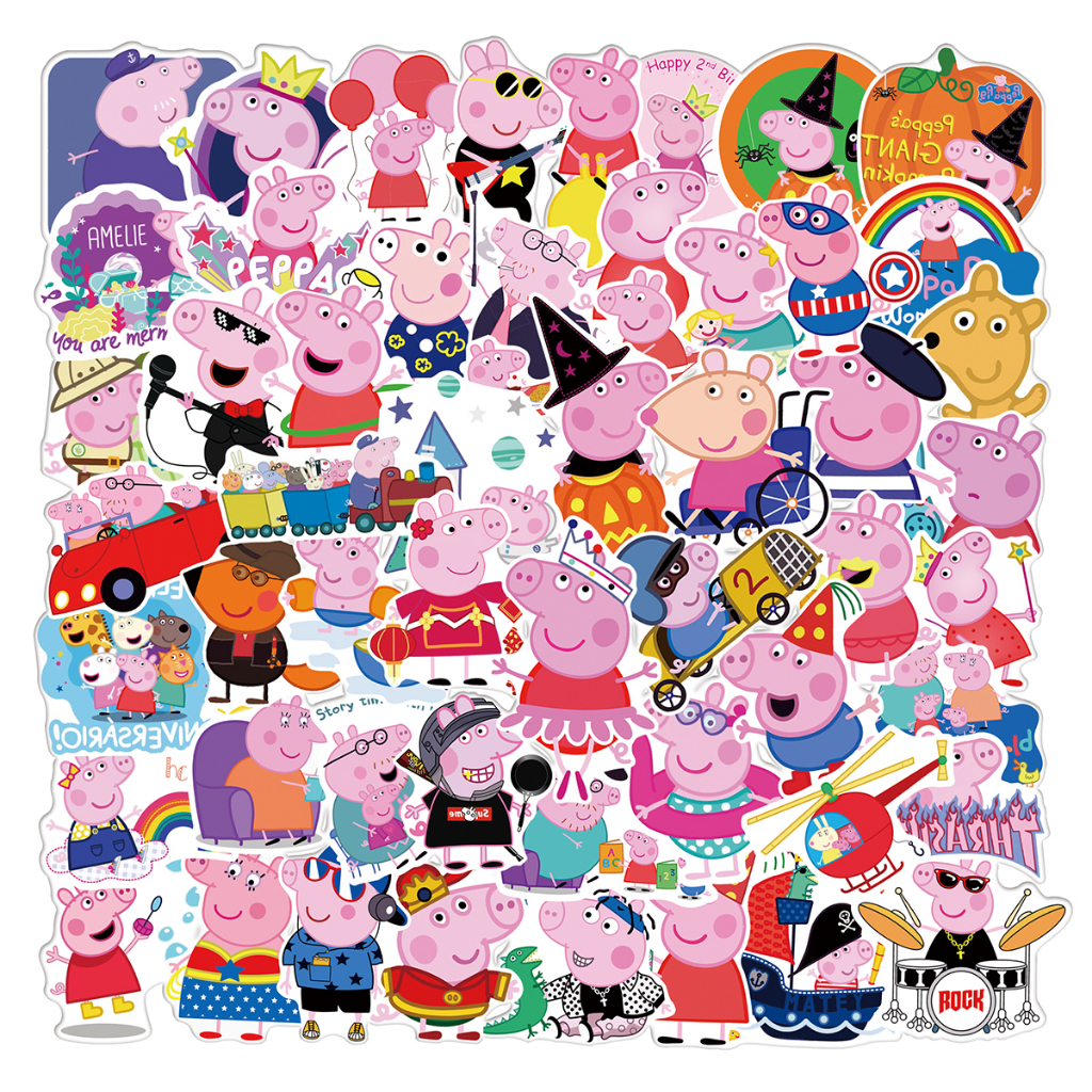 พร้อมส่งในไทย!!New cute เปปป้าพิก Peppa Pig คานาเฮ  sticker สติกเกอร์ 50แผ่น - รูปที่ 2