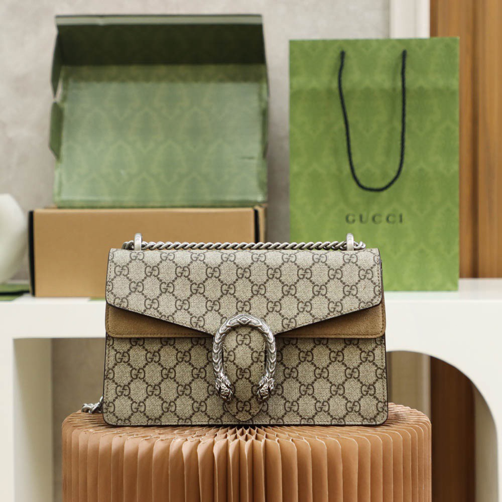 ของแท้ 100% ยี่ห้อใหม่ Gucci / Dionysus series กระเป๋าสะพาย GG ขนาดเล็ก / หัวเสือ / กระเป๋าโซ่