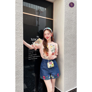Lalisa999 ราคาถูกที่สุด!! Boniga(โบนิก้า) Set เสื้อแขนพอง+กางเกงขาสั้นสุดน่ารัก