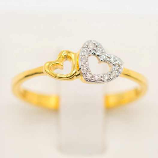 แหวนเพชรหัวใจคู่เล็กใหญ่ น่ารักๆ 🥰 แหวนเพชร แหวนทองเพชรแท้ ทองแท้ 37.5% (9K) ME635
