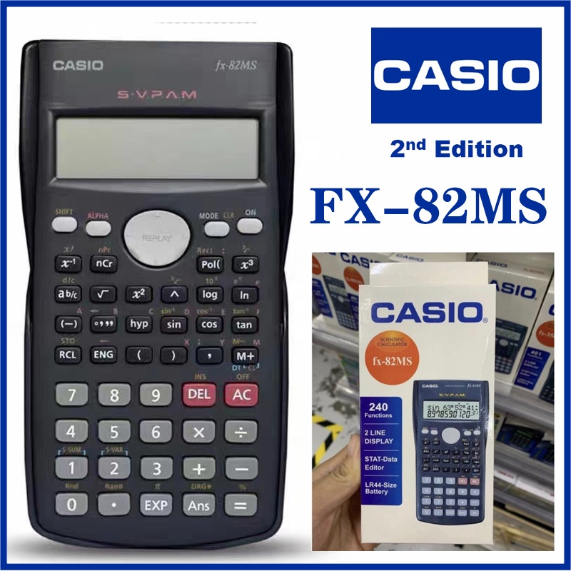 CASIO Casio FX-82MS เครื่องคิดเลขนักเรียนมัธยมศึกษาตอนต้น เครื่องคิดเลขฟังก์ชันทางวิทยาศาสตร์ คอมพิวเตอร์ทดสอบ