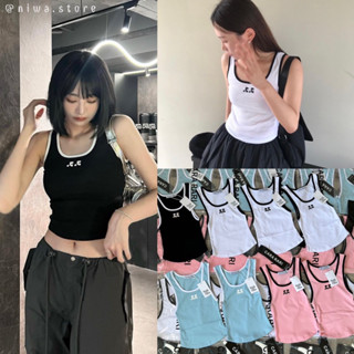 (CR) RR TANKTOP 🩵🤍🖤🩷 เสื้อกล้ามผ้ายืดเด้ง งานสกรีนโลโก้ รุ่นฮิต ดาราเซเลปเกาหลีใส่กันเยอะมาก งานตามช็อป1:1