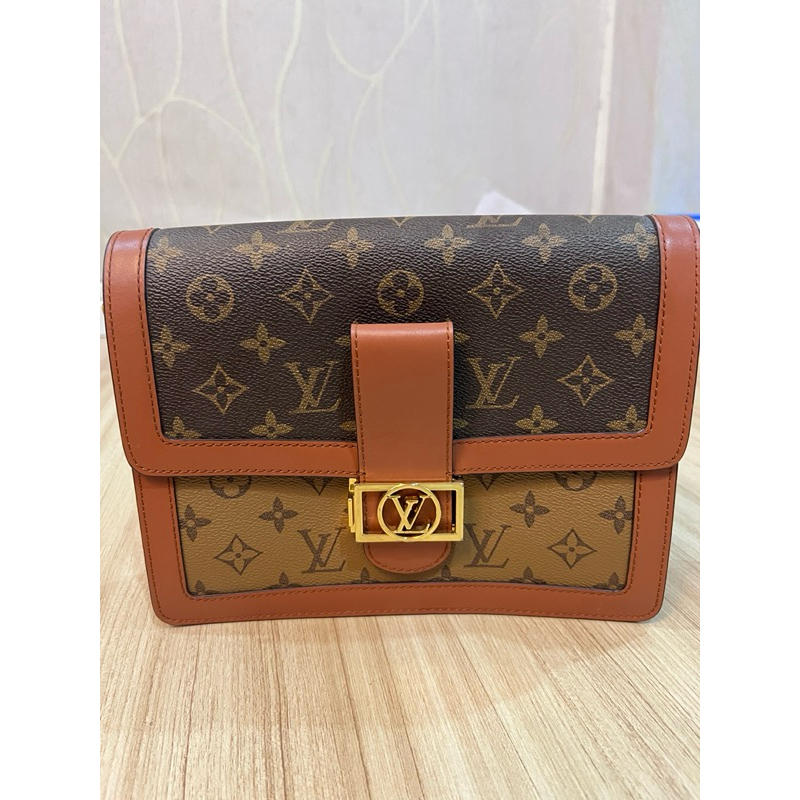 Louis Vuitton Dauphine MM In Monogram Reverse Coated Canvas with Gold-color Hardware