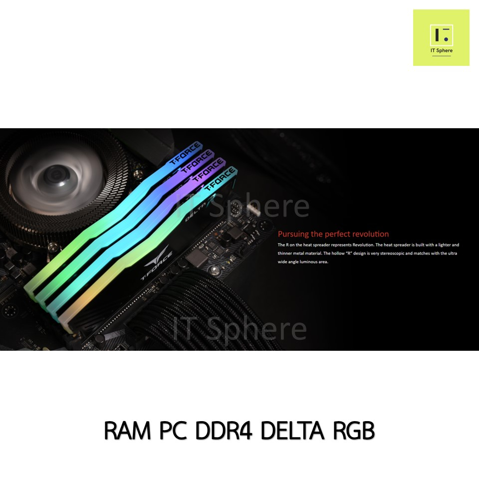 RAM DELTA RGB BLACK 16GB 32GB (8x2GB) (16x2GB)  Bus 3200 3600  แรม PC delta ddr4 T-force T force Tforce