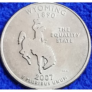 เหรียญ​สหรัฐอเมริกา​ USA, 1​ Quarter, Wyoming, ชุด​State Quarter,​ #​2059L, ใช้แล้ว