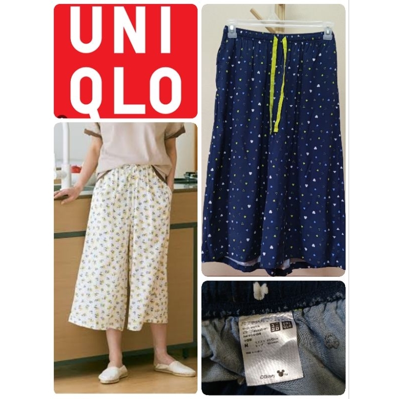 กางเกง Uniqlo collab Disney relaco 3/4 ผ้าเรย่อน มือสอง Size M