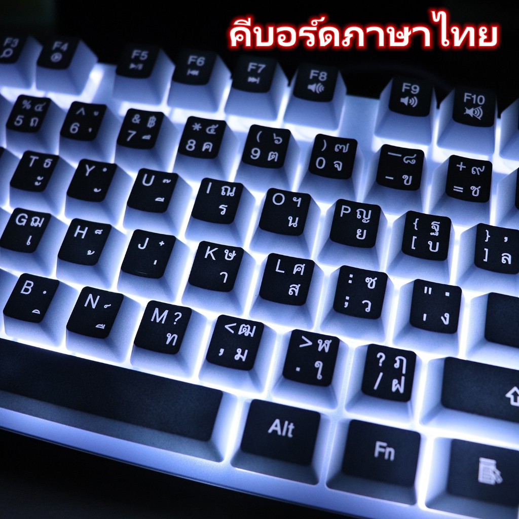 ช์กดเสียงดังคีย์แคปสีสวย Gaming Keyboard Mechanical 80% คีย์บอร์ด แป้นพิมพ์มีไฟ แป้นพิมพ์เกมมิ่ง