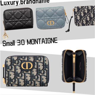 ดิออร์ Dior Small 30 MONTAIGNE กระเป๋าใบเล็ก/กระเป๋าสตางค์ซิป/ที่ใส่บัตร/สไตล์เดียวกันสำหรับผู้ชายและผู้หญิง