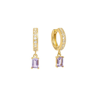 White Topaz and Amethyst Earring ต่างหูอเมทิส