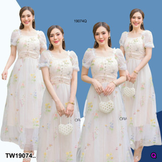 👗Pfashion [ส่งไวมาก🚛] P19074 Maxi เดรสยาวลูกไม้ปักลายซับในเนื้อ ..