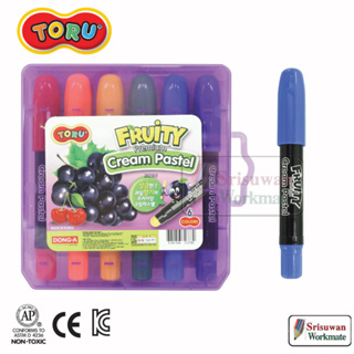 TORU TR-FRUITY6 FRUITY Cream Pastel ชุดกลิ่นผลไม้ 6 สี ปากกาครีมพาสเทล ระบายน้ำ ได้ Non-Toxic