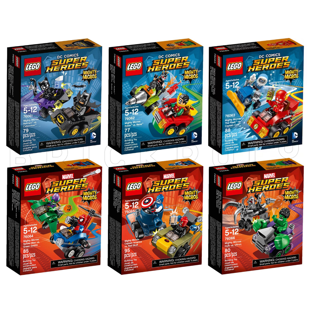 76061 76062 76063 76064 76065 76066 : LEGO DC &amp; Marvel Mighty Micros 2016 - ครบชุด 6 กล่อง (สินค้ากล่องไม่สวย)