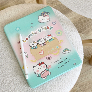 เคสiPadหมุน 360° Air5 Gen8 gen9 10.2 lovely kitty ช่องใส่ปากกาขวา Acrylic เคส ipad Gen10 gen7 Pro 11 2022 2021 air3 air4