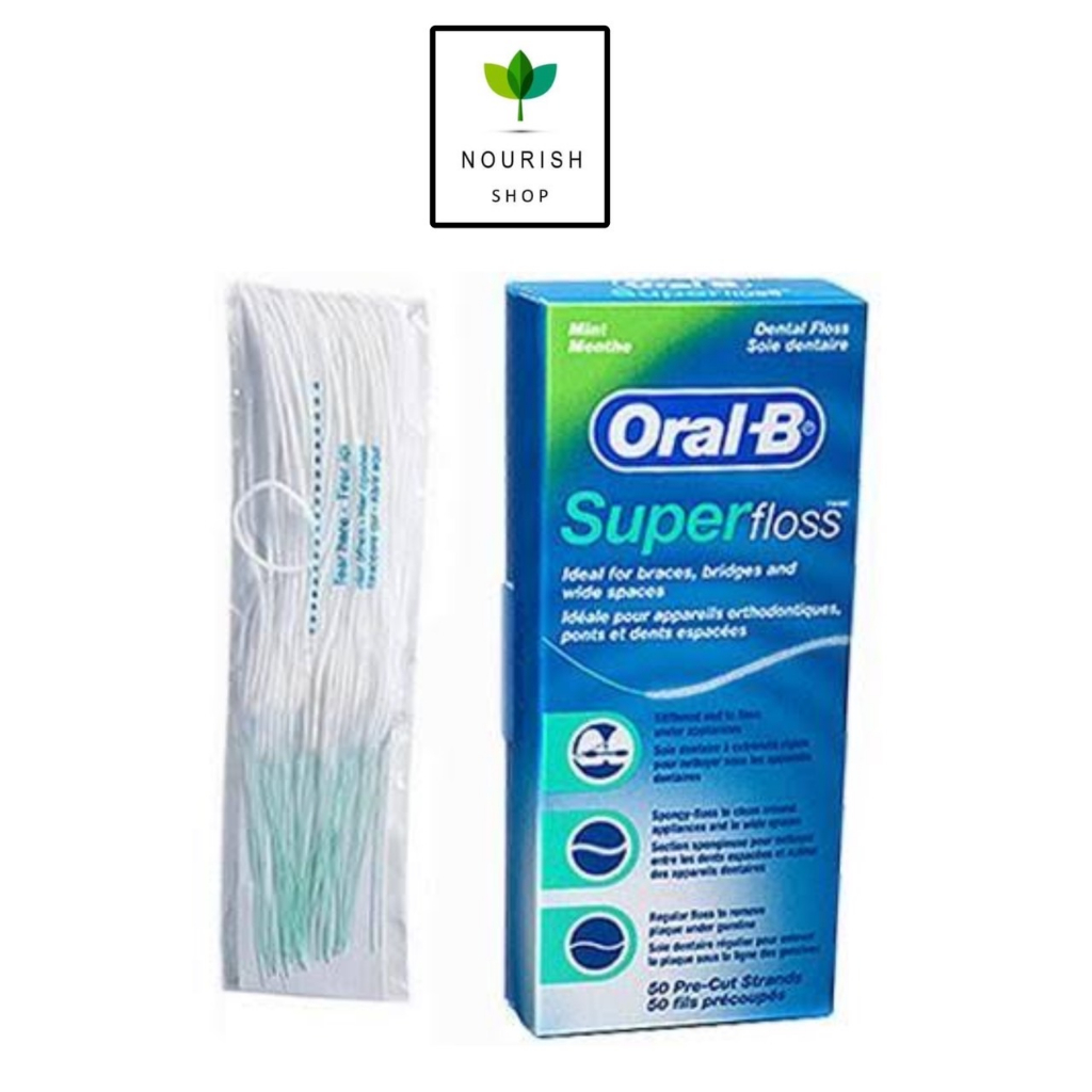 Oral-B ซุปเปอร์ฟรอส Super Floss waxed mint 50pcs.