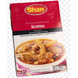 Shan Korma Seasoning Mix For Meat In Yogurt Sauce 50g.ชานกอร์มาผงปรุงรสสำหรับเนื้อในซอสโยเกิร์ต 50กรัม อาหาร เครื่องเทศ