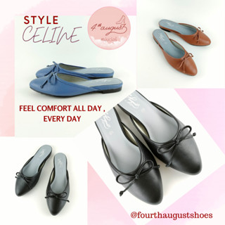 Fourth August รองเท้าหนังแกะ รุ่น CELINE สไตล์เปิดส้นเท้า