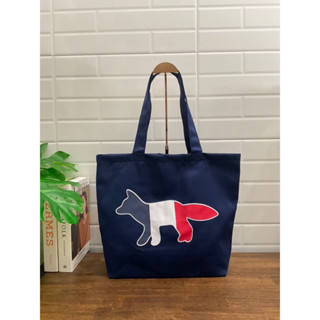 MAISON KITSUNÉ TRICOLOUR FOX TOTE BAG - NAVY