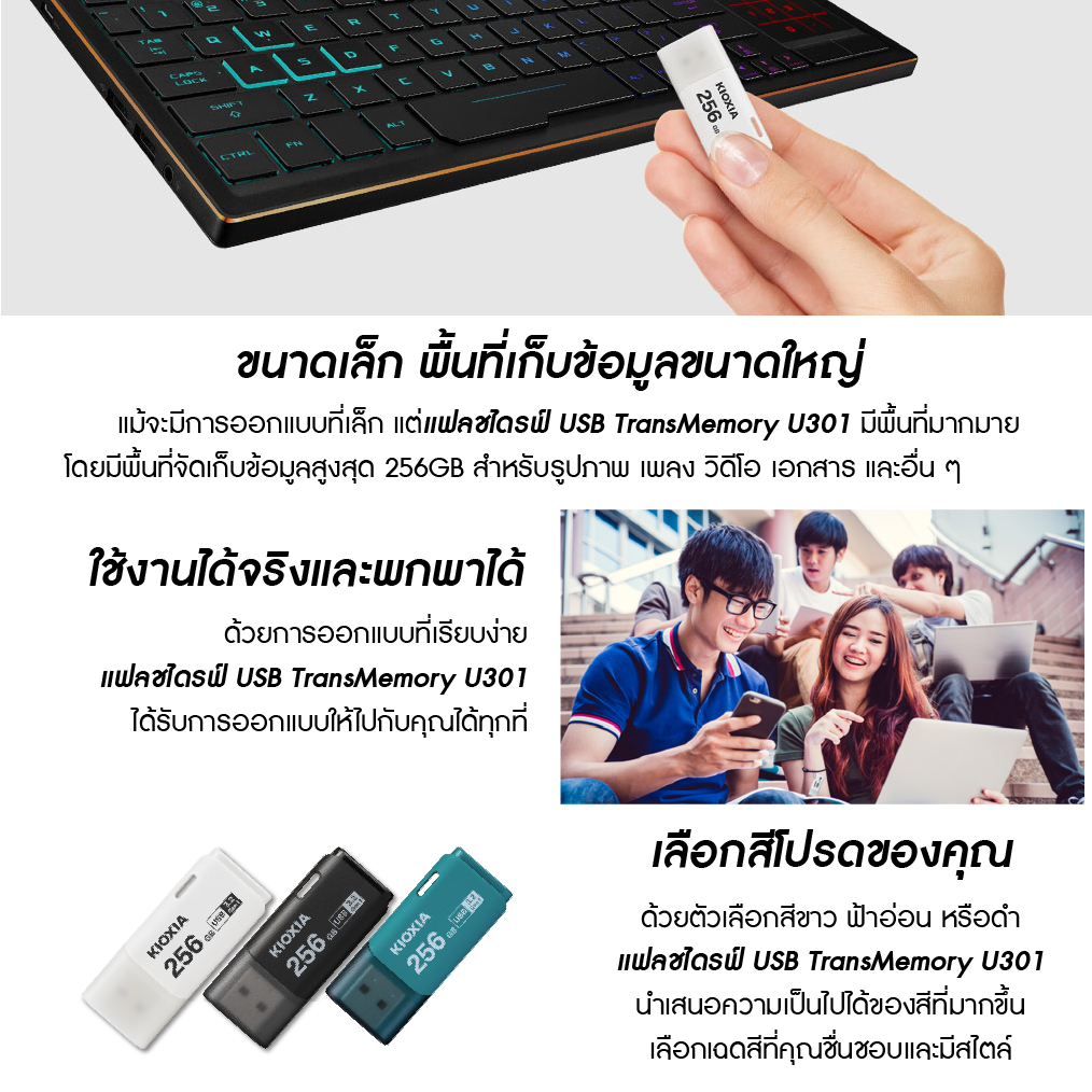 KIOXIA TransMemory U301 USB flash drives (สีดำ)